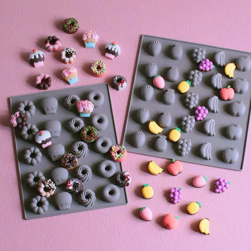 Donut Mold Silicone - Multicavidade frutas silicone chocolate cozimento molde